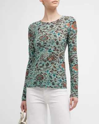 Eve Long-Sleeve Fitted Crewneck Top
