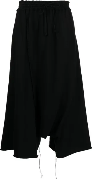 Drop-Crotch Cropped Cotton Trousers