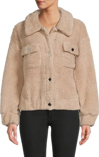Cargo Pocket Faux Fur Jacket
