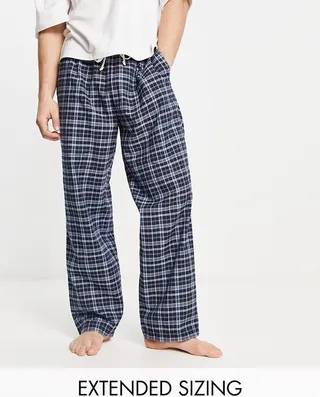 ASOS DESIGN woven lounge bottoms in blue check