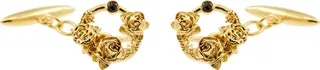 Lee Renee - Black Diamond Rose Halo Cufflinks Gold