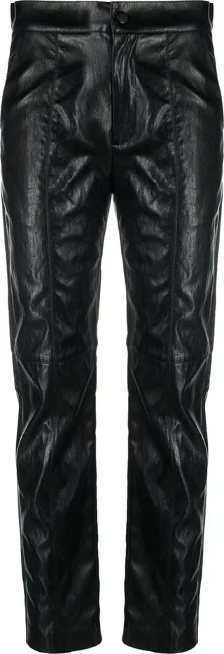 High-Waisted Faux-Leather Trousers