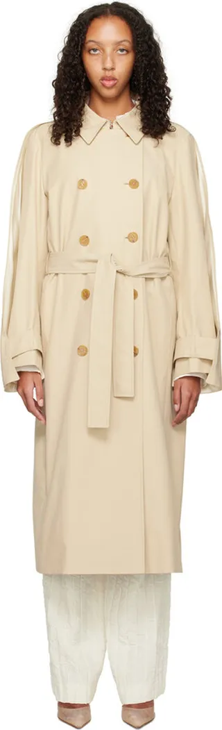 Nina Ricci Beige Gathered Trench Coat