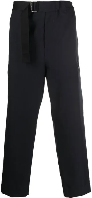 Belted-Waist Cotton Trousers