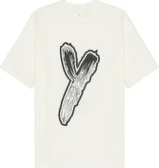 Y-3 Yohji Yamamoto Logo Graphic Tee in White