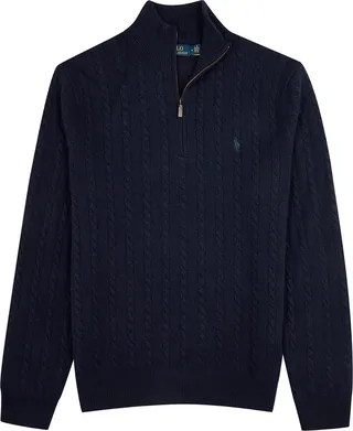 Polo Ralph Lauren Half-zip Cable-knit Wool-blend Jumper