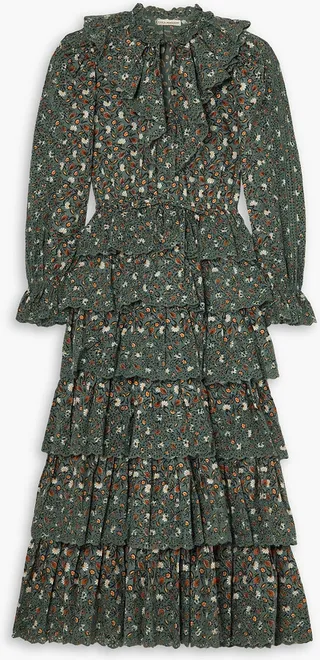 Odile tiered broderie anglaise cotton midi dress