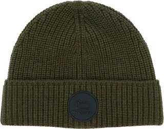 Woolrich Logo Patch Ribbed Beanie