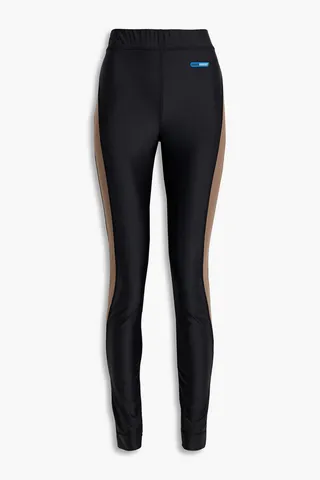Appliquéd striped stretch leggings