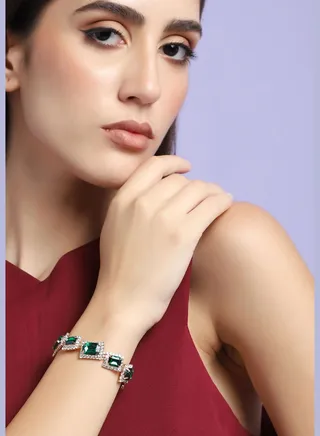 Gold Plated Party Designer Stone Bracelet For Women
