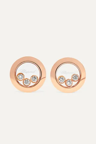 Chopard - Happy Diamonds 18-karat Rose Gold Diamond Earrings - One size