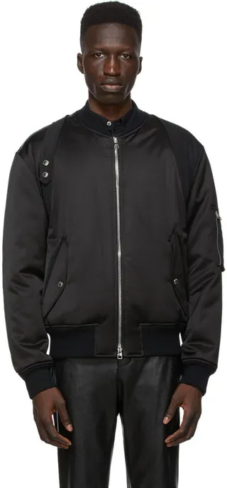 Alexander McQueen Black Harness Bomber Jacket