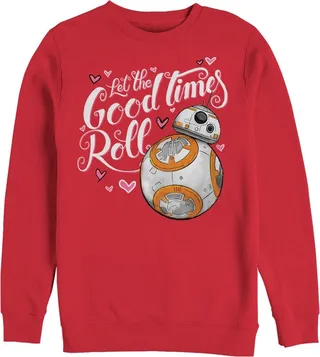 Men's Star Wars The Force Awakens Valentine BB-8 Good Times Roll Sweatshirt - Red - Medium