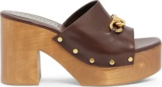 VLogo Chain Leather Clogs