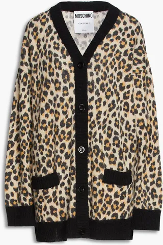 Leopard-jacquard cardigan