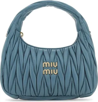 Miu Miu Wander Matelassé Logo Plaque Mini Hobo Bag