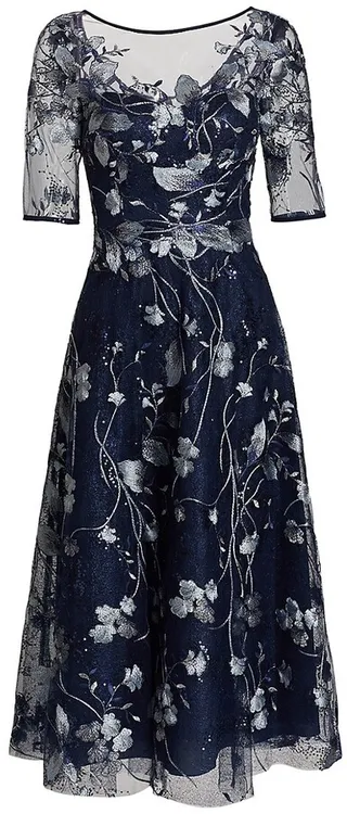 Embroidered Tulle Tea Dress