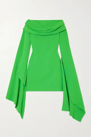 Solace London - Off-the-shoulder Draped Crepe Mini Dress - Green
