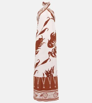 Printed halterneck maxi dress