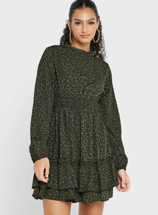 Leopard Detail Mini Dress