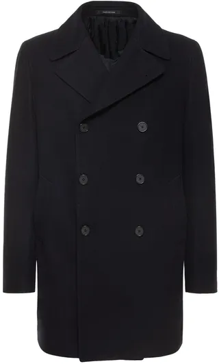 Double breasted wool blend peacoat