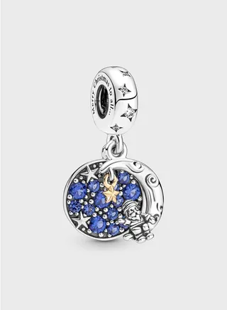 Santa Claus On The Moon Double Dangle Charm