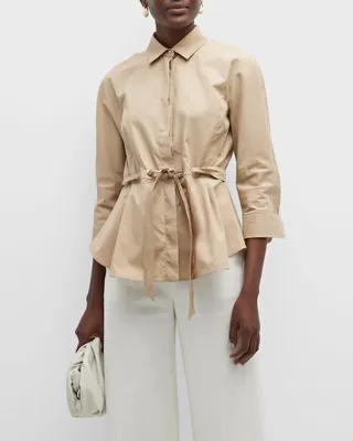 Cuneo Belted Button-Front Blouse
