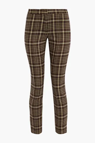 Checked twill skinny pants