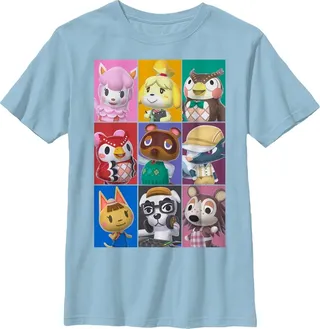Boy's Nintendo Animal Crossing Characters T-Shirt - Light Blue - Medium