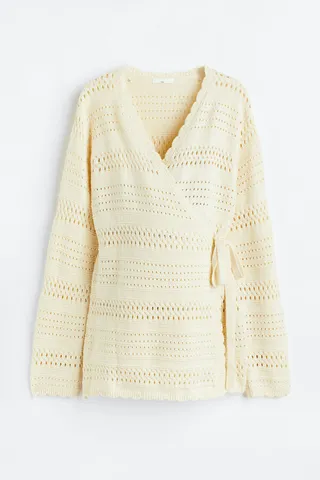 MAMA Pointelle-knit Cardigan