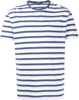 front-pocket stripe T-shirt