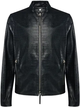 Snakeskin Effect Leather Jacket
