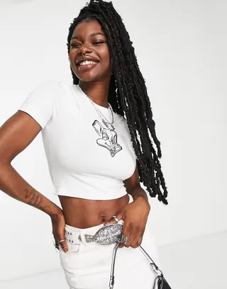 Weekday Mini cropped t-shirt in white