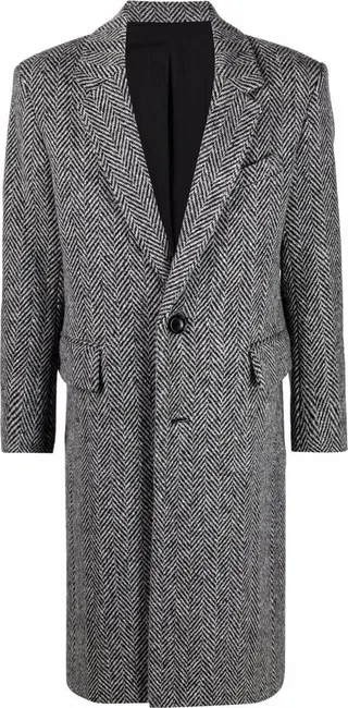 Chevron-Pattern Single-Breasted Coat