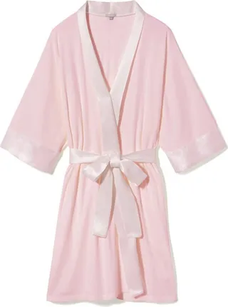 Shala Rib Knit Camono Robe in Blush