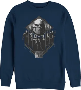 Men's Zack Snyder Justice League Darkseid Group Shot Sweatshirt - Navy Blue - 3X Large