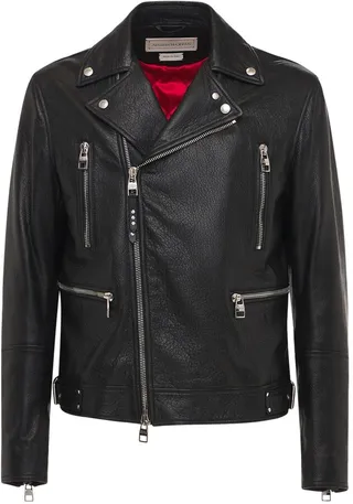 Classic leather biker jacket
