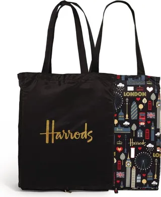 Harrods Recycled Glitter London And Logo Pocket Shopper Bag (Set Of 2)