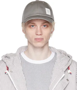 Thom Browne Gray Logo Patch Cap