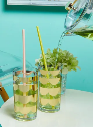 Gold Scallop Acrylic Highball Glass Set