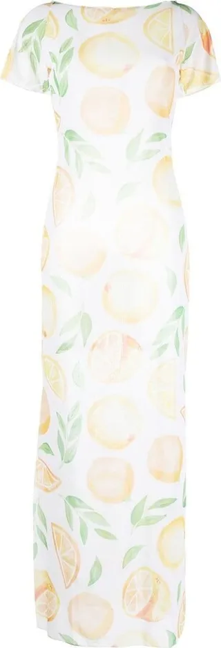 Luna orange-print sheer dress