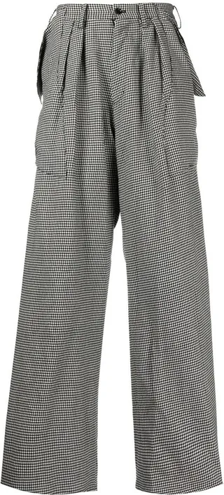 Houndstooth Wide-Leg Trousers