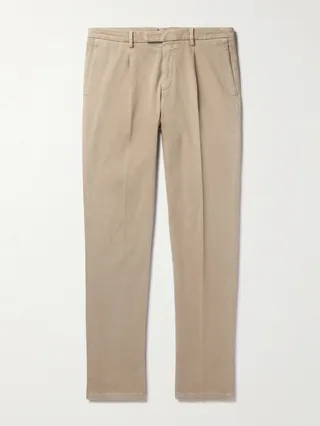 Straight-Leg Stretch-Cotton Twill Trousers