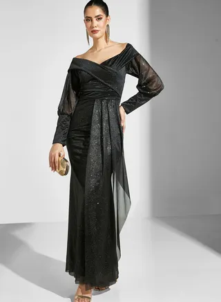 Off Shoulder Dress With Draping