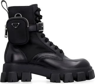 Prada Panelled Pouch-Attached Combat Boots