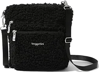 Baggallini Modern Pocket Crossbody (Black Faux Shearling) Cross Body Handbags
