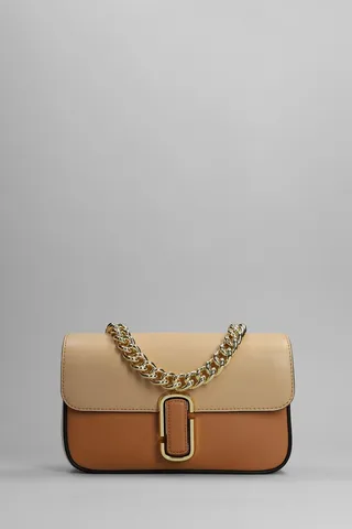 Shoulder Bag In Beige Leather