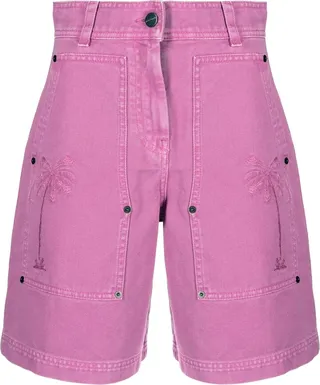 Embroidered Denim Shorts