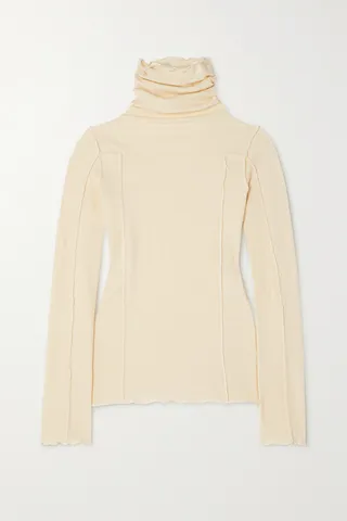 Baserange - Omato Ribbed Stretch-cotton Turtleneck Top - White