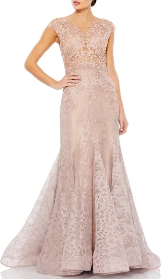 Illusion Bodice Lace Trumpet Gown